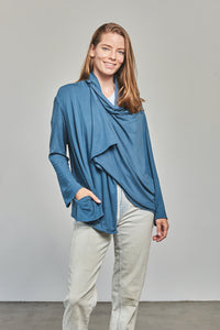 Cardigan Wrap - Titanium Blue - Small - Buttoned Front