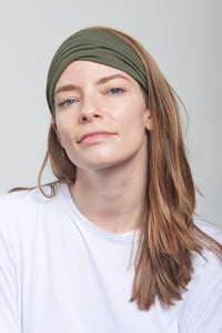 Olive Green & Stone Gray - Double Layered - Headband