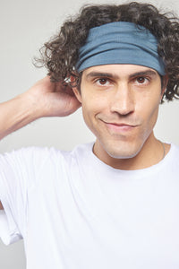 Titanium Blue & Light Gray - Double Layered - Headband