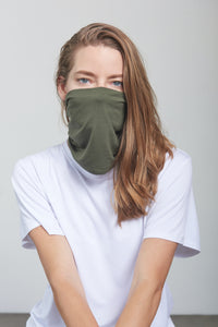 Olive Green & Stone Gray - Double Layered - Mask