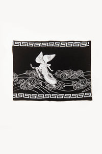 Angeles Print by Deux Goods - white ink on black fabric - another angle of the artwork