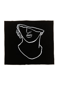 Aphrodite - mask, gaiter, headband - pitch black - greek face line drawing