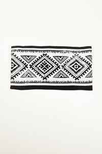 Baja style print tribal road trip headband for kids girls boys in pitch black with white
