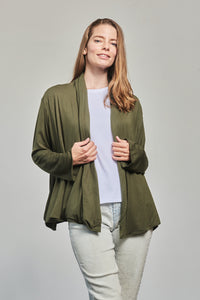 Cardigan Wrap - Olive Green - Small - Front