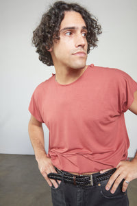 Convertible Short Shirt - Brick Red - The T-Shirt Tie