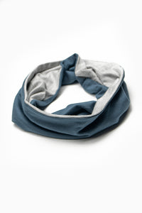 Double Layer Multi Use Headband/Face Mask - Titanium Blue & Light Gray