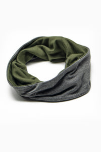 Double Layer Multi Use Headband/Face Mask - Olive Green & Stone Gray