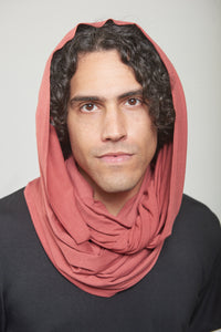 Infinity Scarf - Brick Red - Hooded Wrap