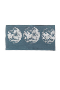 Kids Moon Phase Print Multi Use Headband/Mask in Titanium Blue