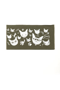 Kids Gatos Print Multi Use Headband/Mask by Deux Goods in Olive Green