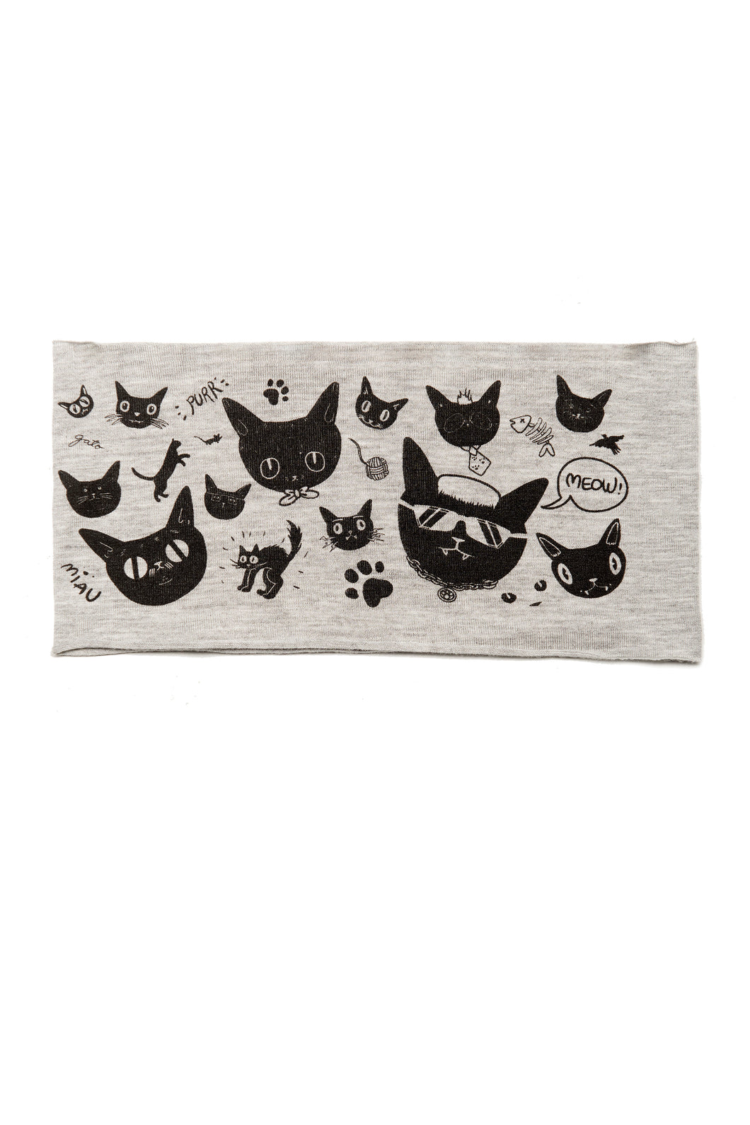Kids Gatos Print Multi Use Headband/Mask by Deux Goods in Light Gray