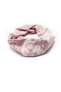 Kids Moon Phase Print Multi Use Headband/Mask in Dusty Lavender - rolled up