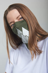 Mighty Mountains - Olive Green - Mask