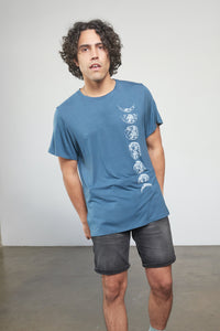Super Soft T Print - Moon Phases - Titanium Blue - Medium - Front