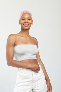 Super Soft Tube Top - Light Gray - Front