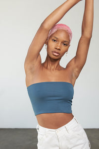 Super Soft Tube Top - Titanium Blue - Front